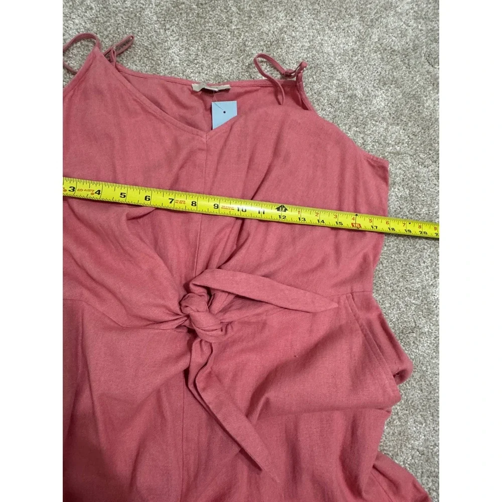 LOFT Outlet Womens Large Petite Pink Linen Blend Tie Front Wide Leg Jumpsuit NWT - Picture 10 of 10